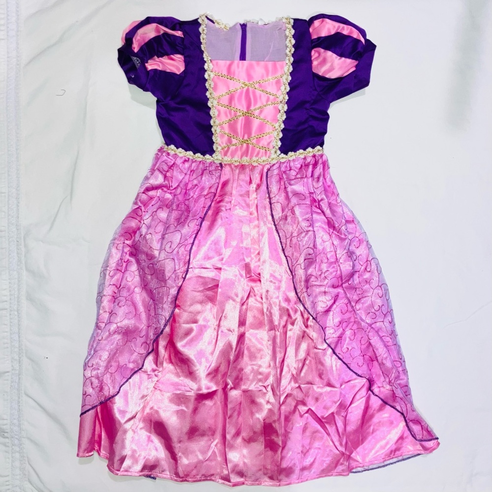 Rapunzel Disney Princess Tangled Dress Up Halloween Costume Set Girls Gown Wig - Picture 11 of 15